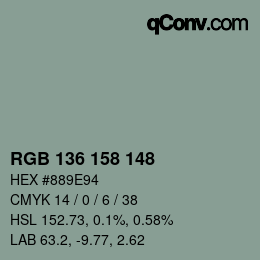 Color code: RGB 136 158 148 | qconv.com