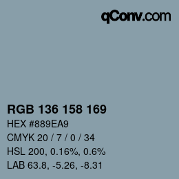 Color code: RGB 136 158 169 | qconv.com