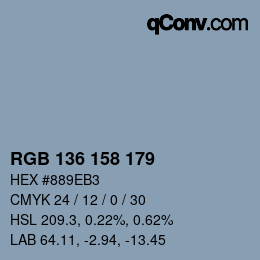 Color code: RGB 136 158 179 | qconv.com