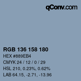 Color code: RGB 136 158 180 | qconv.com