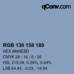 カラーコード: RGB 136 158 189 | qconv.com