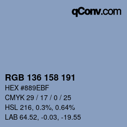 Color code: RGB 136 158 191 | qconv.com