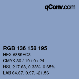 Color code: RGB 136 158 195 | qconv.com