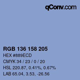 Color code: RGB 136 158 205 | qconv.com
