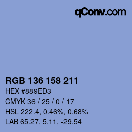 Color code: RGB 136 158 211 | qconv.com