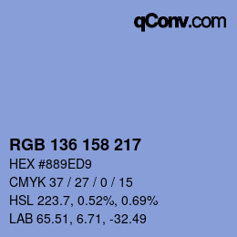 Color code: RGB 136 158 217 | qconv.com