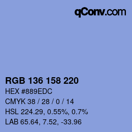 Color code: RGB 136 158 220 | qconv.com