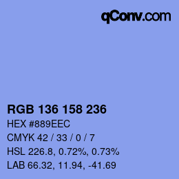 Color code: RGB 136 158 236 | qconv.com