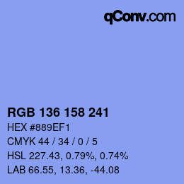 カラーコード: RGB 136 158 241 | qconv.com