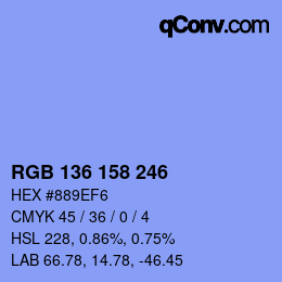 Color code: RGB 136 158 246 | qconv.com