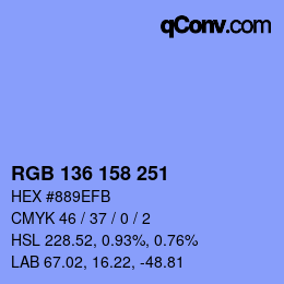 Color code: RGB 136 158 251 | qconv.com