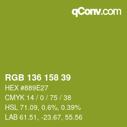 Color code: RGB 136 158 39 | qconv.com