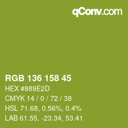 Color code: RGB 136 158 45 | qconv.com