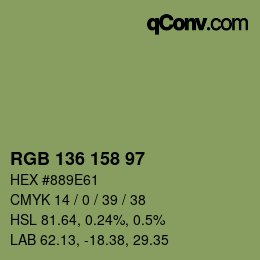 Color code: RGB 136 158 97 | qconv.com