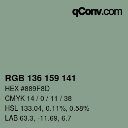 Color code: RGB 136 159 141 | qconv.com