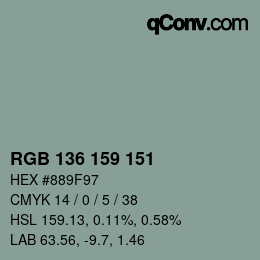 Color code: RGB 136 159 151 | qconv.com