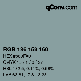 Color code: RGB 136 159 160 | qconv.com