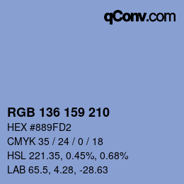 カラーコード: RGB 136 159 210 | qconv.com