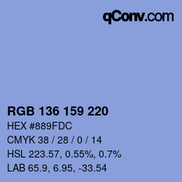 Color code: RGB 136 159 220 | qconv.com
