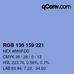 Color code: RGB 136 159 221 | qconv.com