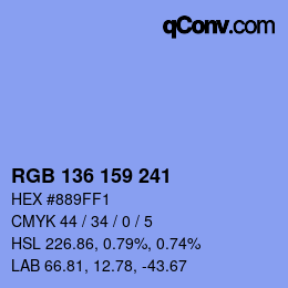 Color code: RGB 136 159 241 | qconv.com
