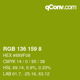Farbcode: RGB 136 159 8 | qconv.com