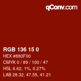 Farbcode: RGB 136 15 0 | qconv.com