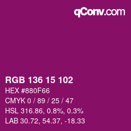 Farbcode: RGB 136 15 102 | qconv.com