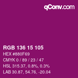 Color code: RGB 136 15 105 | qconv.com