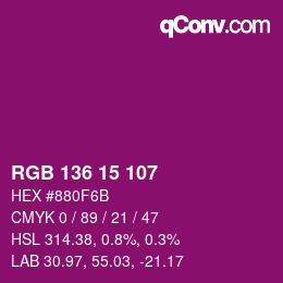カラーコード: RGB 136 15 107 | qconv.com
