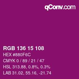 Color code: RGB 136 15 108 | qconv.com