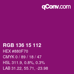 Color code: RGB 136 15 112 | qconv.com