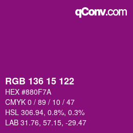 Color code: RGB 136 15 122 | qconv.com