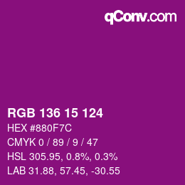 Color code: RGB 136 15 124 | qconv.com