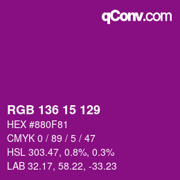 Color code: RGB 136 15 129 | qconv.com