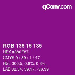 Color code: RGB 136 15 135 | qconv.com