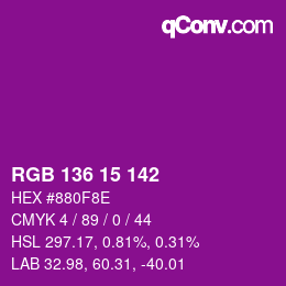 Color code: RGB 136 15 142 | qconv.com