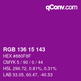 Color code: RGB 136 15 143 | qconv.com