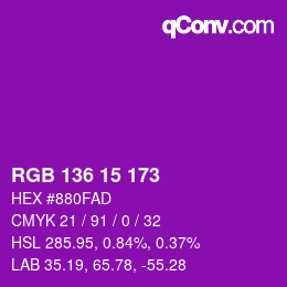 Color code: RGB 136 15 173 | qconv.com