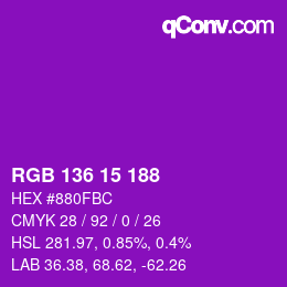 Color code: RGB 136 15 188 | qconv.com
