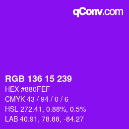Color code: RGB 136 15 239 | qconv.com
