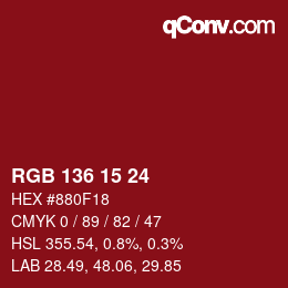 Color code: RGB 136 15 24 | qconv.com