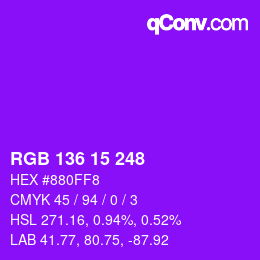 Color code: RGB 136 15 248 | qconv.com