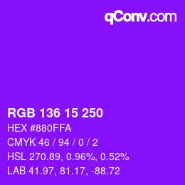 Color code: RGB 136 15 250 | qconv.com