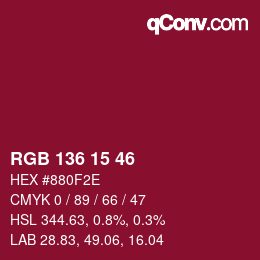 Color code: RGB 136 15 46 | qconv.com