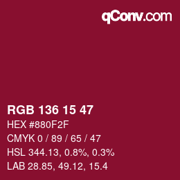 Color code: RGB 136 15 47 | qconv.com