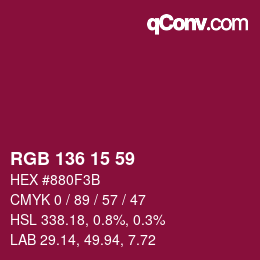 Color code: RGB 136 15 59 | qconv.com