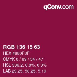 Color code: RGB 136 15 63 | qconv.com