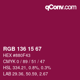 Color code: RGB 136 15 67 | qconv.com