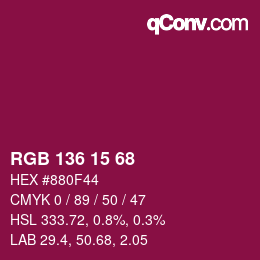 Color code: RGB 136 15 68 | qconv.com